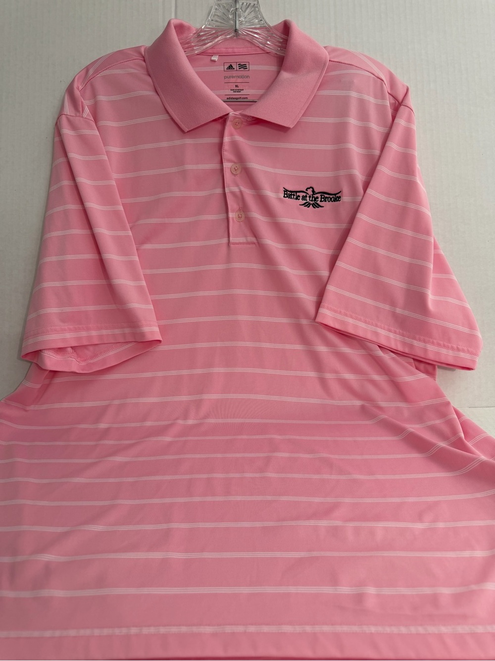 Adidas Pure Motion Pink & White Mens Golf Polo Shirt